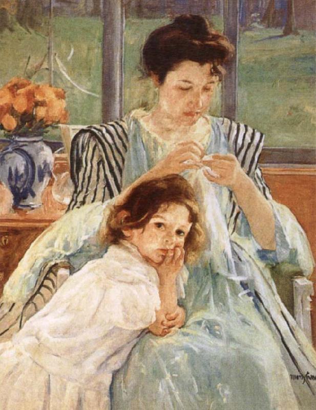 Mary Cassatt Young Mother Sewing Norge oil painting art